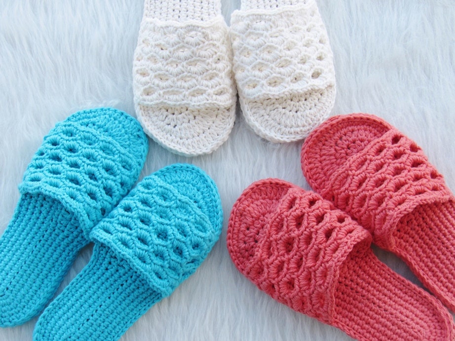 Crochet Slipper Pattern, Crochet Woman's Slipper Pattern, Crochet Woman's  Sandals Pattern, Spa Day Slippers