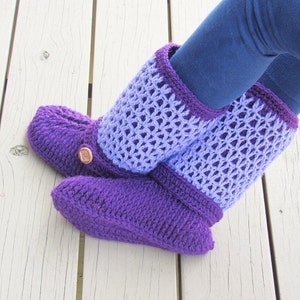 Crochet Pattern for Women&#39;s Slipper, Crochet Boots Pattern, Crochet Slipper Pattern, US sizes 5-10, Claire Boots