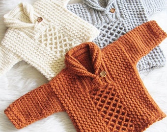 Häkelpullover-Muster für Babys und Kleinkinder, 0-3 Monate bis 3/4T, strukturierter Häkelpullover, Bentley-Pullover