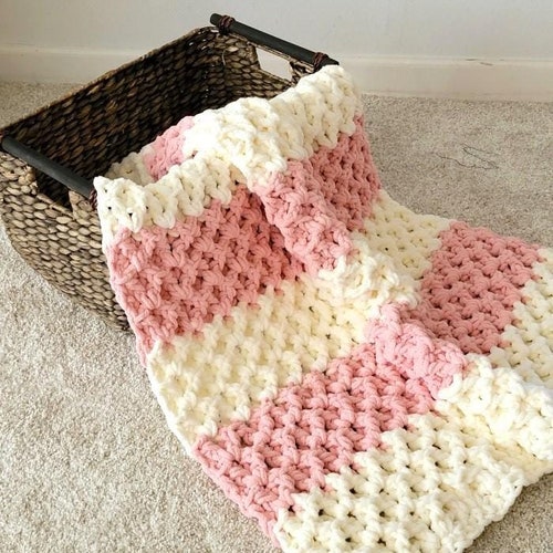 Modèle de couverture au crochet 1 rang, modèle de couverture de bébé au crochet, modèle afghan au crochet, couverture de câlins et de bisous