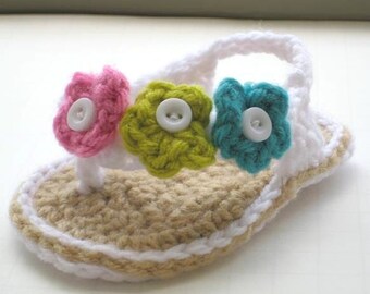 Crochet Booties Pattern, INSTANT DOWNLOAD, Pdf Crochet Pattern, Baby Flip Flops