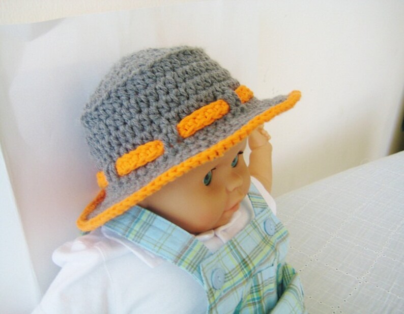 Boy's Sun Hat Crochet Pattern , Pdf pattern, Boy's Sun Hat, Newborn to 10 Years, Pdf Pattern image 2