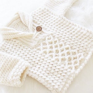 Crochet Sweater Pattern for Baby and Toddler, 0-3 Months to 3/4T, Textured Crochet Sweater, Bentley Sweater image 2