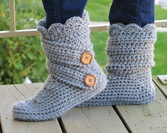 Crochet Slipper Pattern, Boots Crochet  Pattern, Crochet house slipper Pattern, Crochet Boot Pattern, Fits US sizes 5-12, Classic Snow Boots