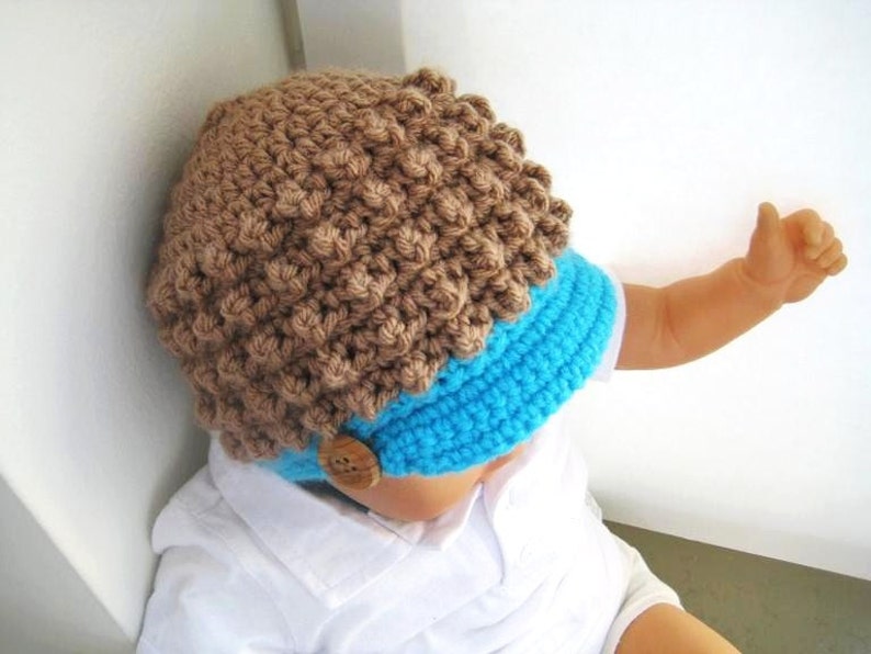 Crochet Pattern Hat , Newborn Baby to Adult, Boy and Girl, Pdf pattern Visor Beanie image 4