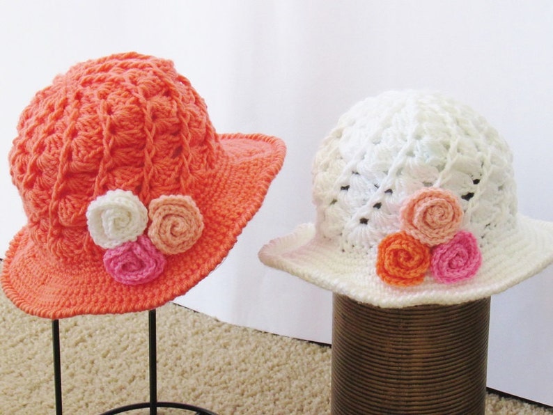 Crochet Sun Hat Pattern, Hat Crochet Pattern, Visor Hat Pattern, Girls Sun Hat, Woman's Sun Hat, Baby sun Hat, April Sun Hat, image 3