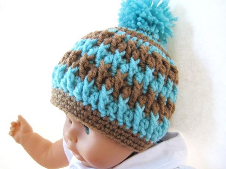 Crochet Pattern Hat , Newborn Baby to Adult, Boy and Girl, Pdf Crochet Beanie Hat Pattern Pom Pom Hat image 2