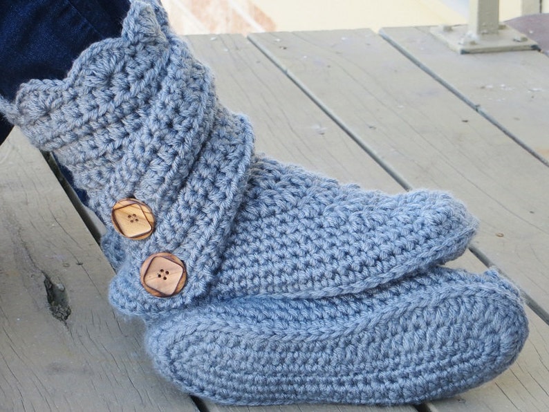 Crochet Slipper Pattern, Boots Crochet Pattern, Crochet house slipper Pattern, Crochet Boot Pattern, Fits US sizes 5-12, Classic Snow Boots image 2