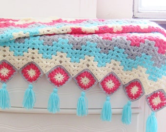 Crochet Afghan Pattern, Crochet Blanket Pattern, Crochet Granny Ripple Blanket, Crochet Baby Blanket, Crochet Pattern