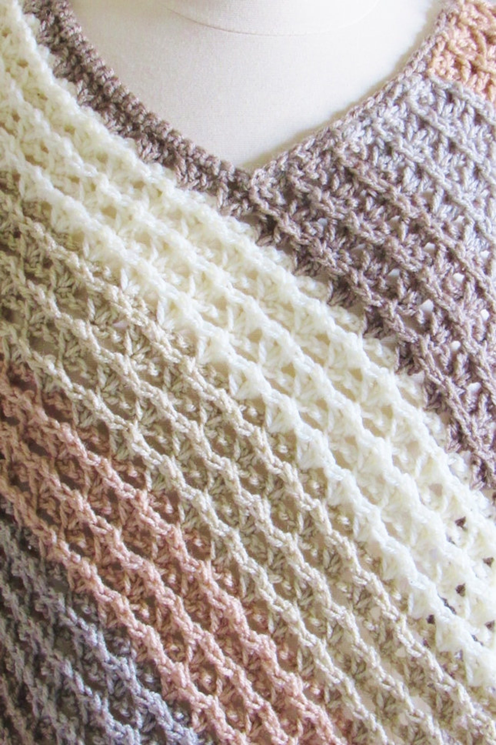 Striped Crochet Poncho Pattern Caron Cakes Poncho - Etsy