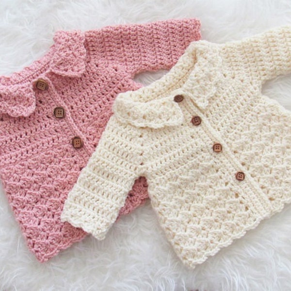 Modèle de cardigan pour bébé au crochet, Cardigan Chloé