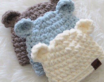 Modello per cappello da bambino all'uncinetto da 30 minuti, Modello per cappello da orsacchiotto all'uncinetto, Modello per cappello da orso all'uncinetto, Modello per cappello a forma di animale, Modello per cappello da bambino all'uncinetto