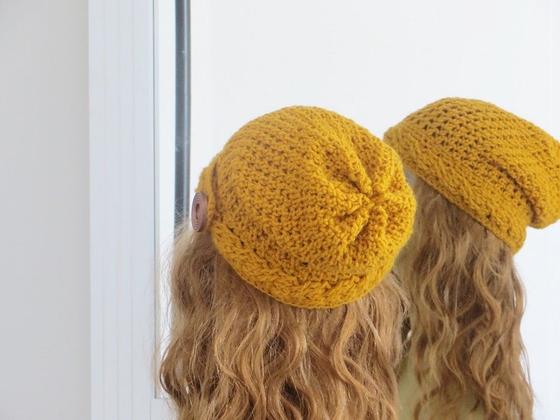 Crochet Pattern, Crochet Slouchy Hat Pattern, Slouchy Beanie Pattern, Cable Brim Hat Pattern, Sydney Slouchy Hat, image 2