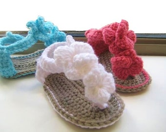 Crochet Pattern Baby Booties, Orchid Sandals (pdf pattern for sale)