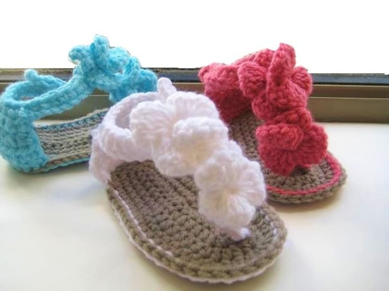 Crochet Pattern Baby Booties, Orchid Sandals pdf pattern for sale image 1