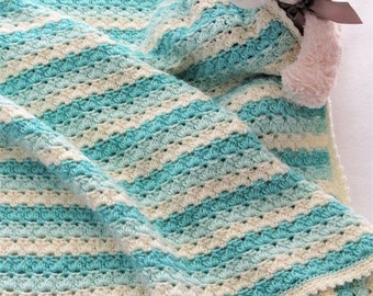Crochet Baby Blanket Pattern, Crochet Afghan Pattern, Crochet Beginner Blanket Pattern, Seaspray Afghan
