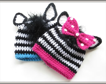 CROCHET PATTERN, Zebra Beanie Crochet Pattern, Animal Hat Pattern, Crochet Baby Hat Pattern, Zebra Hat Pattern