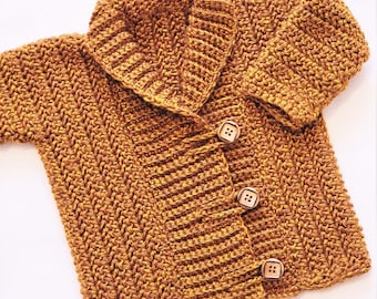 Crochet Baby Boy Cardigan Pattern, Huckleberry Cardigan Pattern