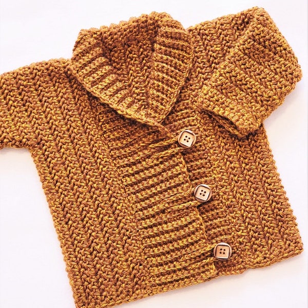 Crochet Baby Boy Cardigan Pattern, Huckleberry Cardigan Pattern