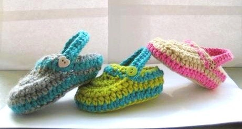 Crochet Baby Booties Pattern pdf pattern for sale, Crochet Baby Slippers for Boys or Girls image 1