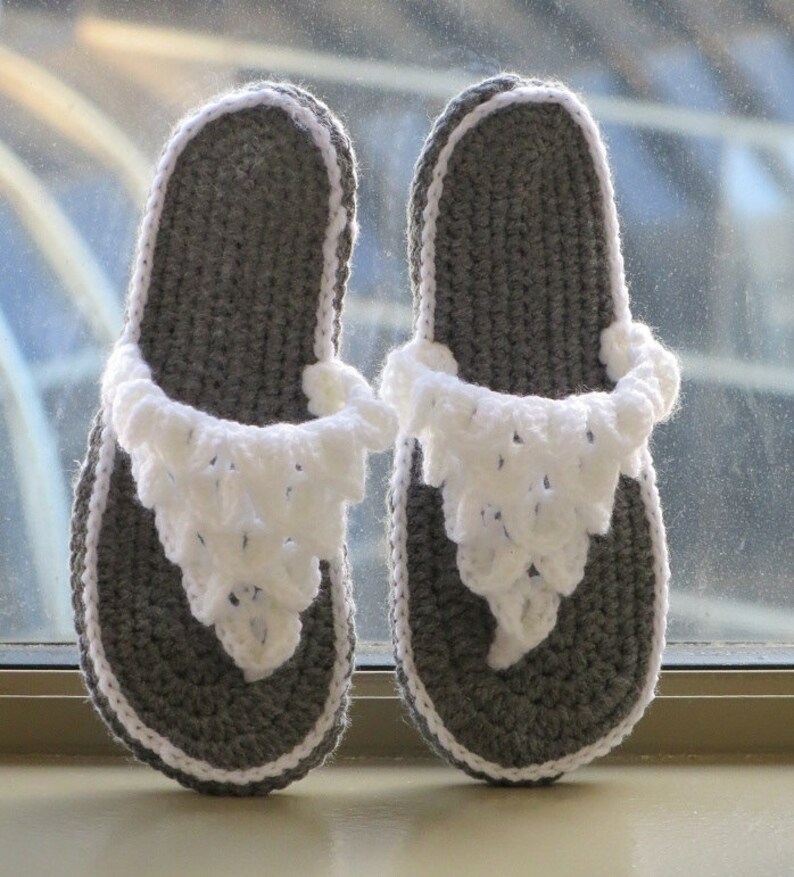 CROCHET Slipper PATTERN, Crochet Sandals Pattern, Crocodile Stitch Slippers for Women, image 3