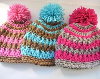 Crochet Pattern Hat , Crochet Hat Pattern, Crochet Baby Hat Pattern, Baby Beanie Pattern, Pdf Crochet Beanie Hat Pattern - Pom Pom Hat