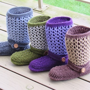 Patrón de crochet para zapatilla de mujer, patrón de botas de crochet, patrón de zapatilla de crochet, tallas de EE. UU. 5-10, botas Claire