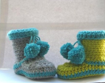 Boots for Boys Crochet Baby Booties (pdf  crochet pattern)- 4 sizes