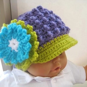 Crochet Pattern Hat , Newborn Baby to Adult, Boy and Girl, Pdf pattern Visor Beanie image 5