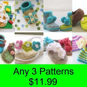 Crochet Booties Pattern, INSTANT DOWNLOAD, Pdf Crochet Pattern, Baby Flip Flops image 5