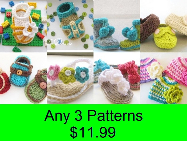 Crochet Booties Pattern, INSTANT DOWNLOAD, Pdf Crochet Pattern, Baby Flip Flops image 5