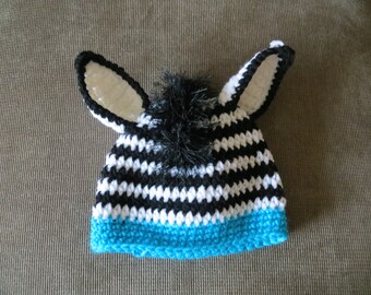 CROCHET PATTERN, Zebra Beanie Crochet Pattern, Animal Hat Pattern, Crochet Baby Hat Pattern, Zebra Hat Pattern