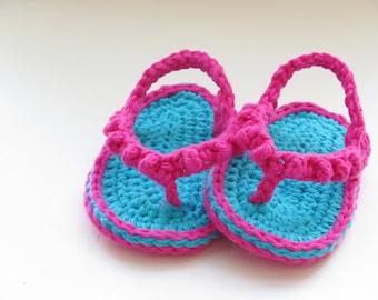 Crochet Pattern, Baby Flip Flops or Thongs for Girls, INSTANT DOWNLOAD, Crochet Pattern in 4 sizes pdf pattern