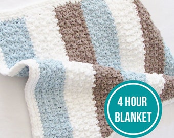 4 Hour Crochet Blanket Pattern, Crochet Afghan, Crochet Baby Blanket