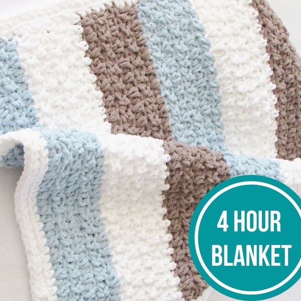 4 Hour Crochet Blanket Pattern, Crochet Afghan, Crochet Baby Blanket