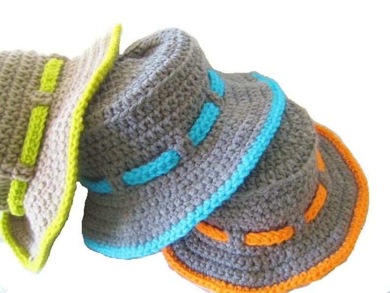 Boy's Sun Hat Crochet Pattern , Pdf pattern, Boy's Sun Hat, Newborn to 10 Years, Pdf Pattern image 1