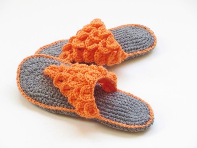 CROCHET Slipper PATTERN, Crochet Sandals Pattern, Crocodile Stitch Slippers for Women, image 5