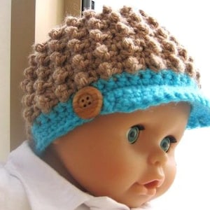Crochet Pattern Hat , Newborn Baby to Adult, Boy and Girl, Pdf pattern Visor Beanie image 1