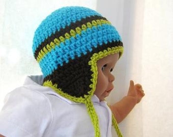 Crochet Pattern Hat , Newborn Baby to Adult,  Boy and Girl, Pdf Crochet Ear flap hat  pattern - Earflap Hat