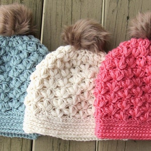 Gehäkelte Beanie Muster, Häkelmütze Muster, Häkelmuster Slouchy Hut, Strukturierte Mütze Häkelmuster, Puffstich Häkelmuster