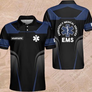 Custom EMS Polo Shirt - Emergency Medical Services Uniform, Personalized EMT Work Shirt Gift