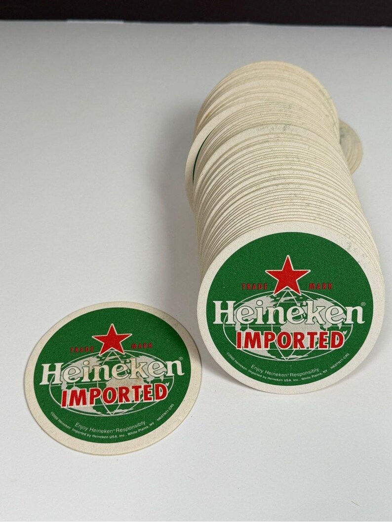 Vintage Heineken-onderzetters Lot 100 bierbars Retro Advertising Man Cave afbeelding 3