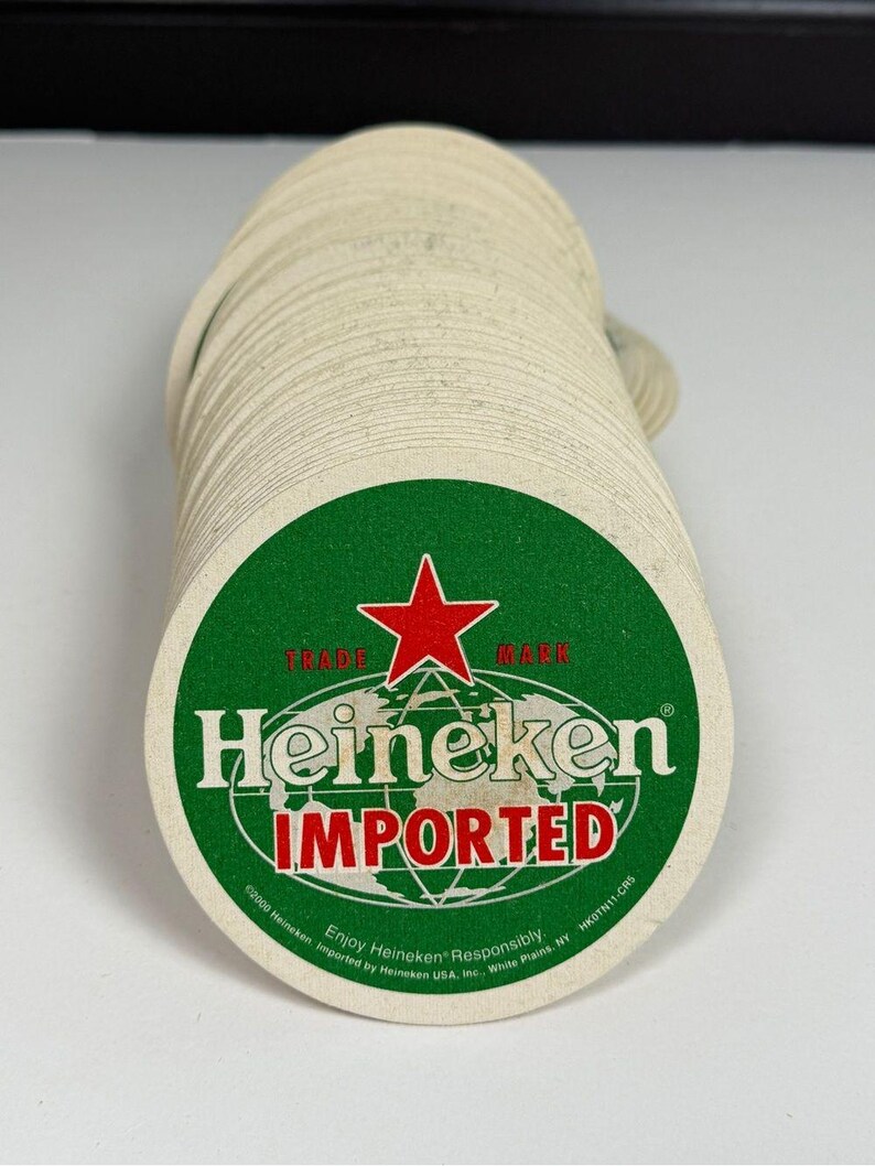 Vintage Heineken-onderzetters Lot 100 bierbars Retro Advertising Man Cave afbeelding 4