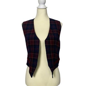 Vintage Pendleton ullrutig väst i USA, handskräddad jungfruull Academia