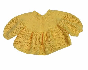 Maglioncino vintage lavorato a mano per neonati, giallo, cardigan per neonati lavorato a mano, stile cottagecore
