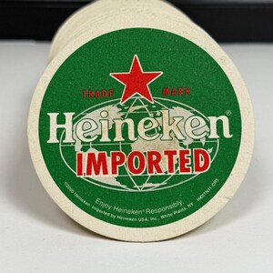 Vintage Heineken-onderzetters Lot 100 bierbars Retro Advertising Man Cave afbeelding 5