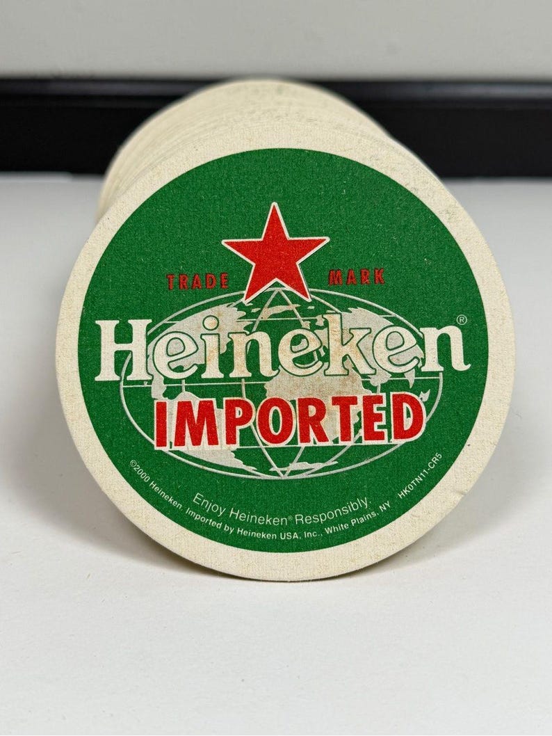 Vintage Heineken-onderzetters Lot 100 bierbars Retro Advertising Man Cave afbeelding 5