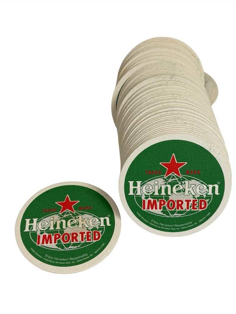 Vintage Heineken-onderzetters Lot 100 bierbars Retro Advertising Man Cave afbeelding 1
