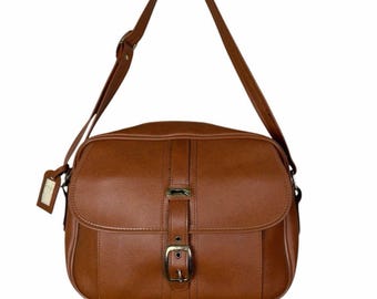 Bolso bandolera/bandolera de piel auténtica vintage de JC Penney, estilo retro de los años 70/80.