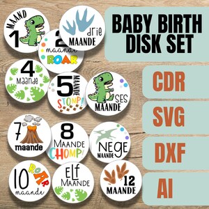 Laser Cut Digital File | 3D Monthly Milestone Discs for Baby | Engraved Wood Monthly Milestone Markers | Personalized Baby Sign | Laser Cut